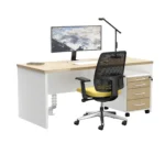 Biurko z płyty Forma + kontenerek Flex - dąb olejowany