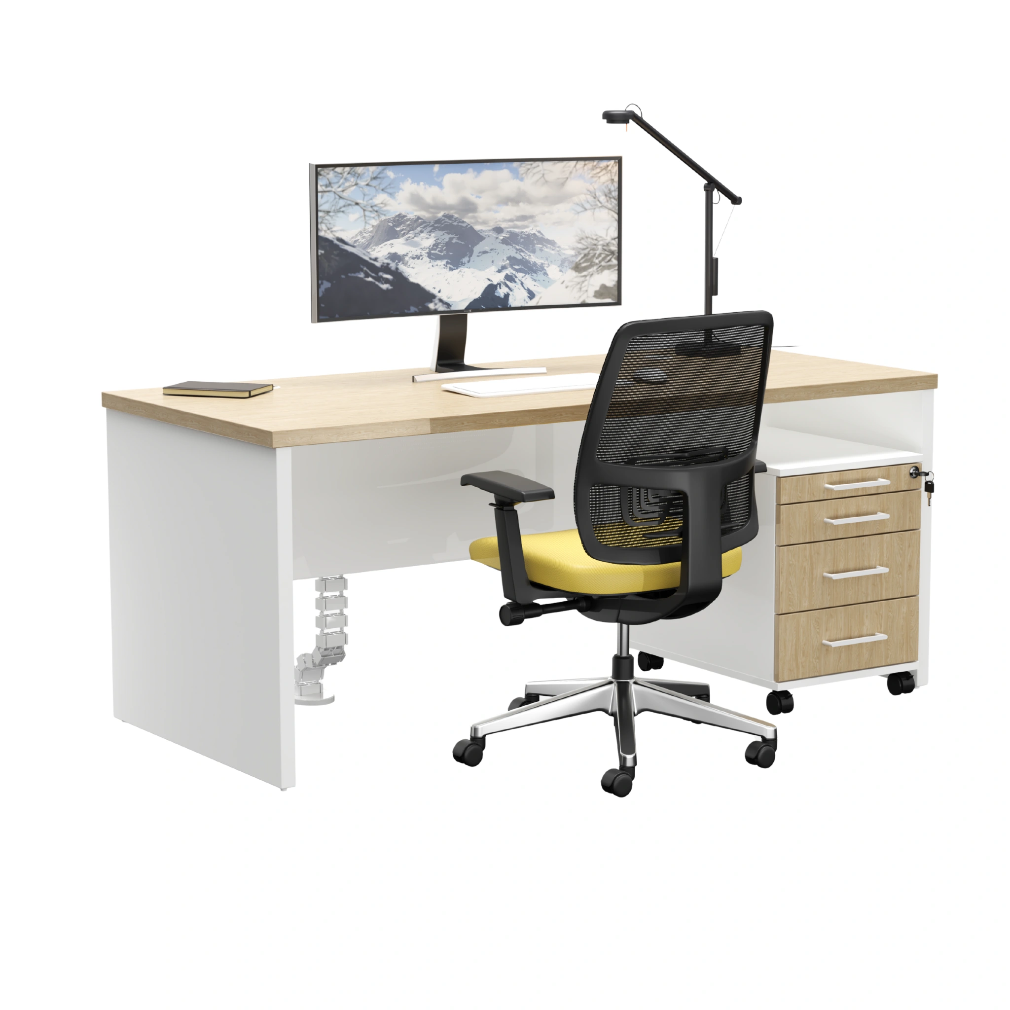 Classic DO (10) Biurko z płyty Forma + kontenerek Flex - dąb olejowany - obrazek 1