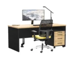 Biurko z płyty Forma + kontenerek Flex - dąb lancelot