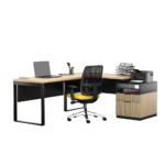 Biurko loftowe narożne dąb olejowany + kontenerek z szufladami - obrazek 3